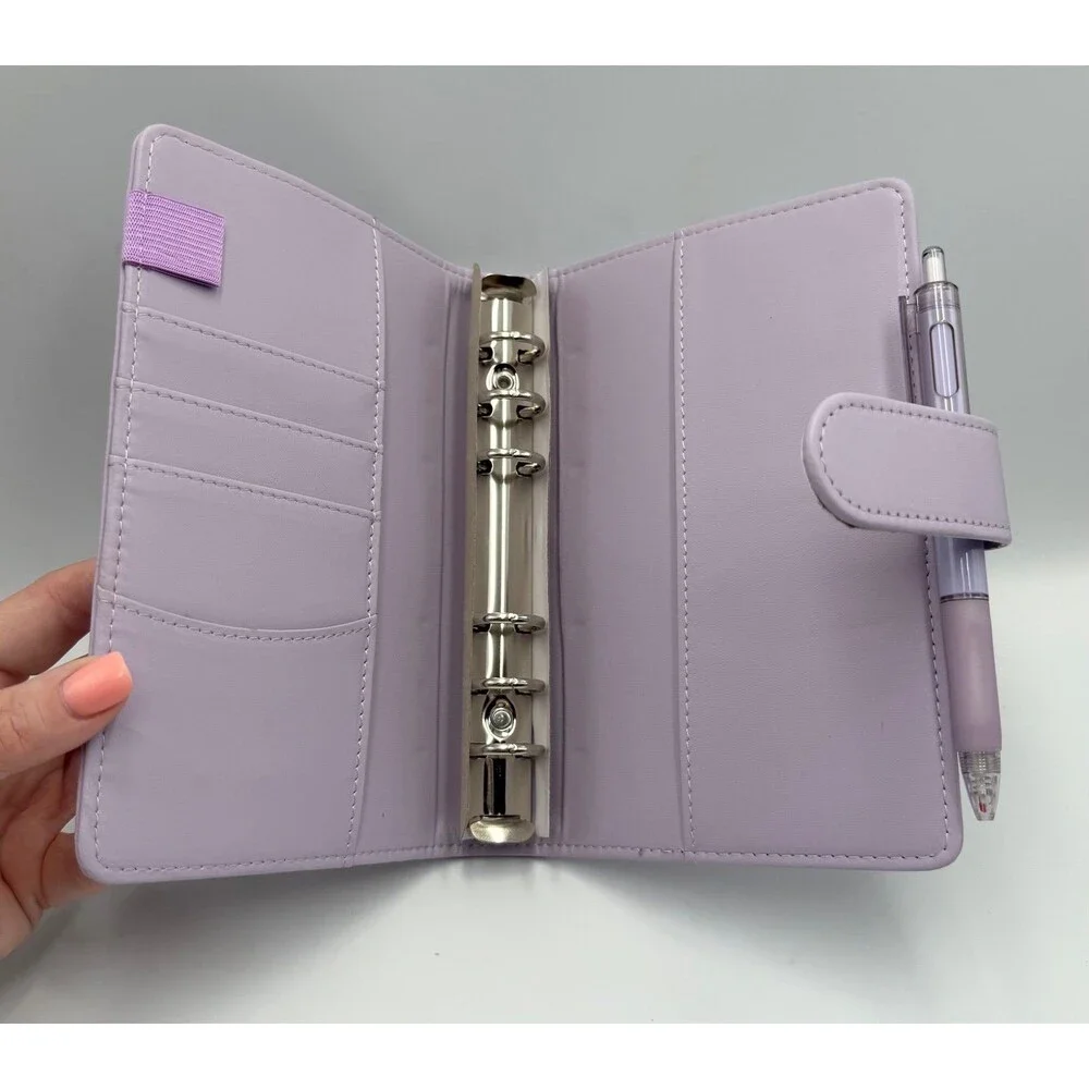 Light Lavender Faux Leather 6 Ring Binder Planner with Pen Loop & Matching Pen
